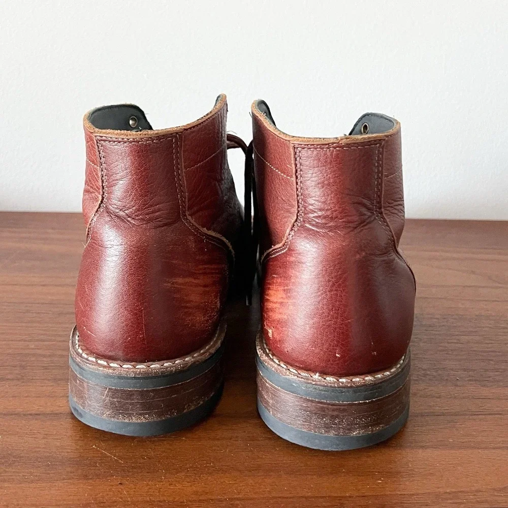 Vintage Thursday Boots Captain Leather Lace Up Cap Toe Burgundy Men's Size 9.5D